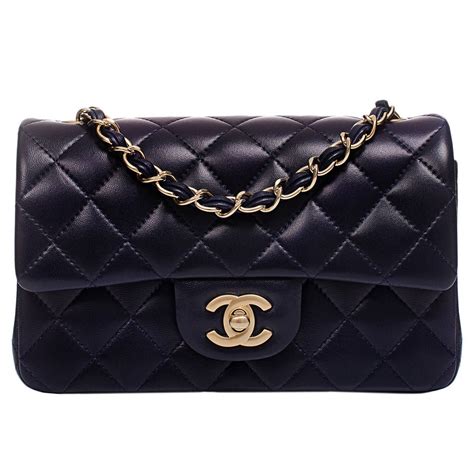 chanel navy blue vintage handbag|More.